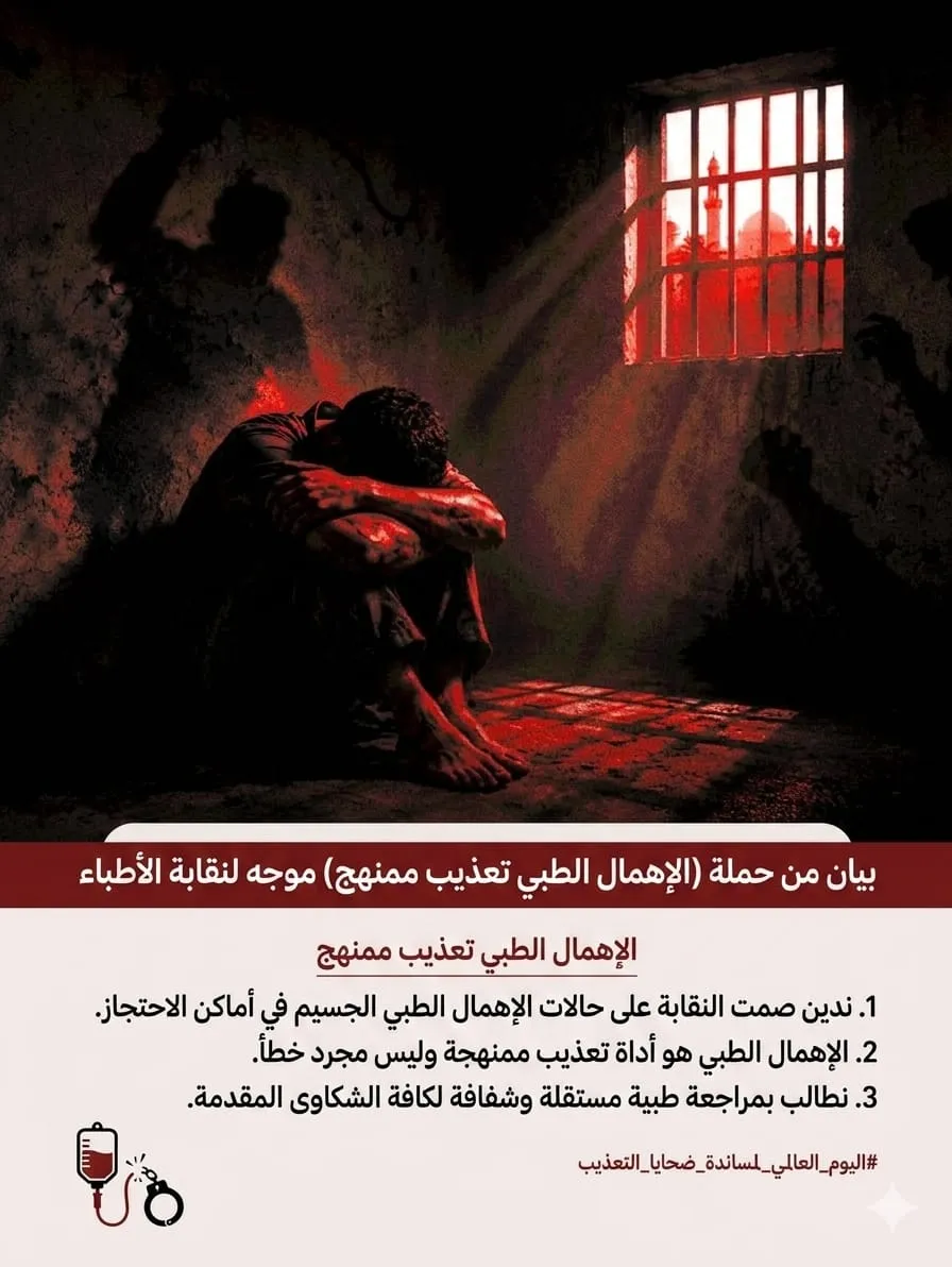 بيان من حملة الإهمال الطبي تعذيب ممنهج موجه لنقابة الأطباء