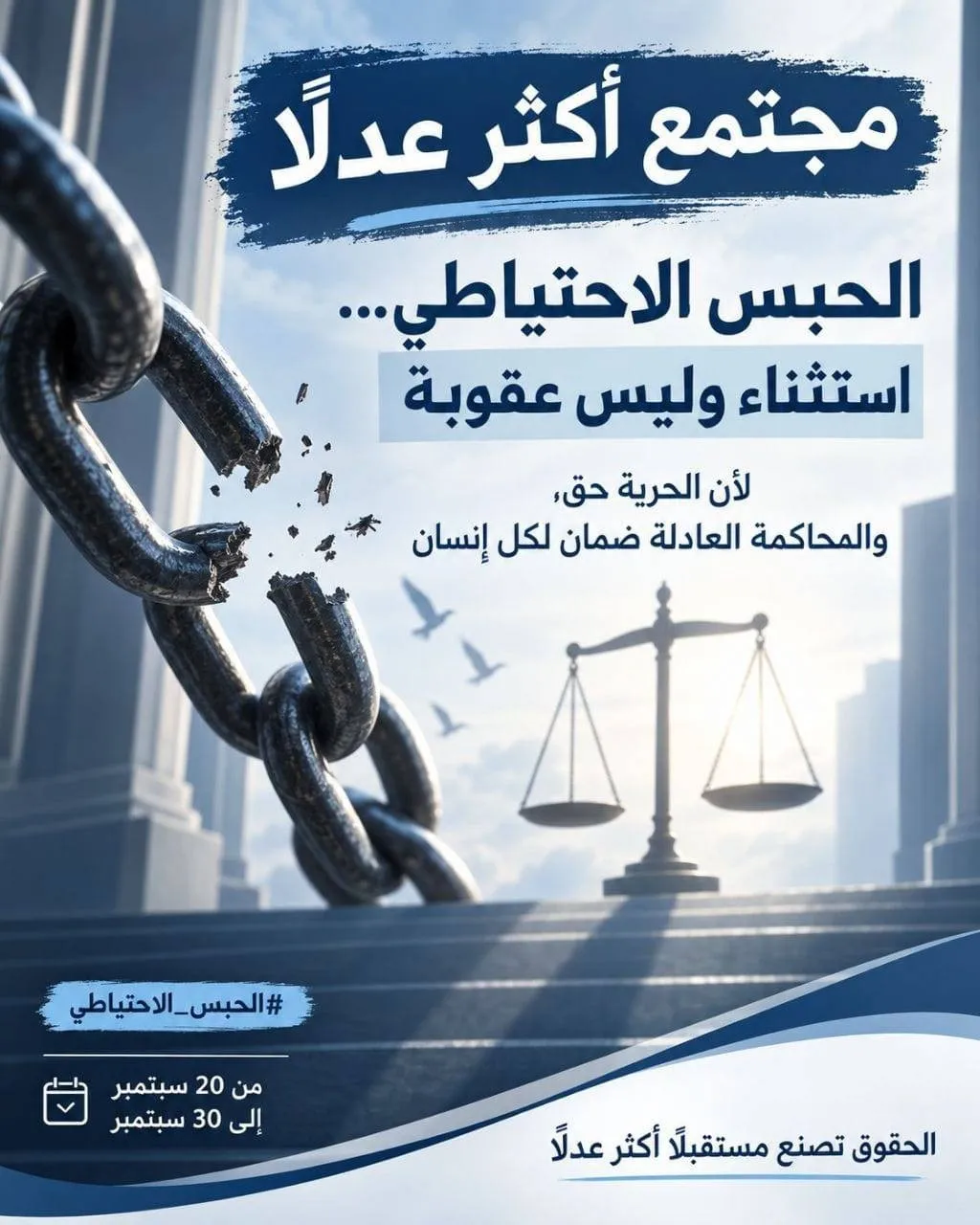 حملة حقوقية بعنوان:  "الحبس الاحتياطي... استثناء وليس عقوبة"