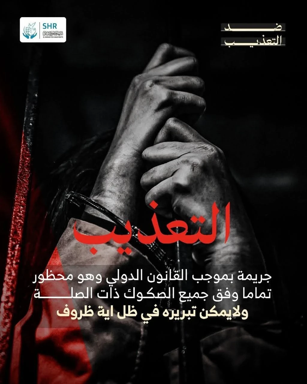 التعذيب جريمة بموجب القانون الدولي وهو محظور تماما وفق جميع الصكوك ذات الصلة ولا يمكن تبريره في ظل اية ظروف